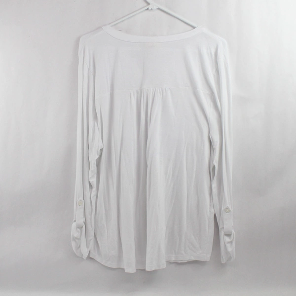 Style & Co. Solid White Half-Button Shirt Women's Size 1X