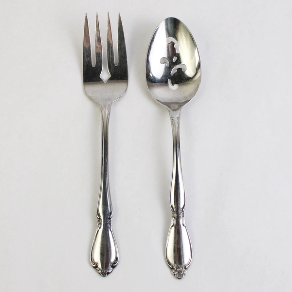 2 Pc Serving Set Oneida Chatelaine Stainless Steel Fork and Pierced Spoon