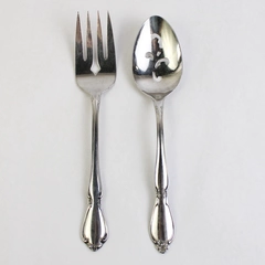 2 Pc Serving Set Oneida Chatelaine Stainless Steel Fork and Pierced Spoon