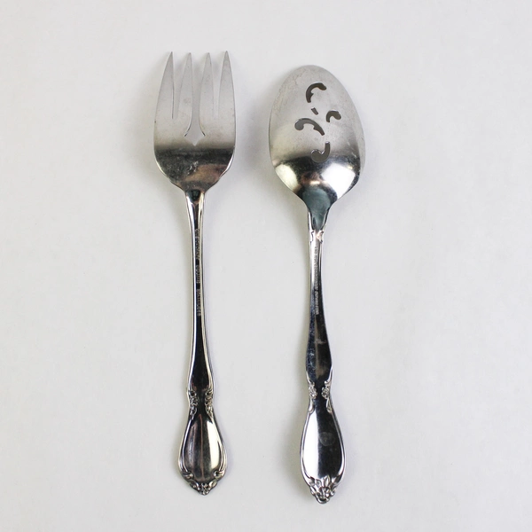 2 Pc Serving Set Oneida Chatelaine Stainless Steel Fork and Pierced Spoon