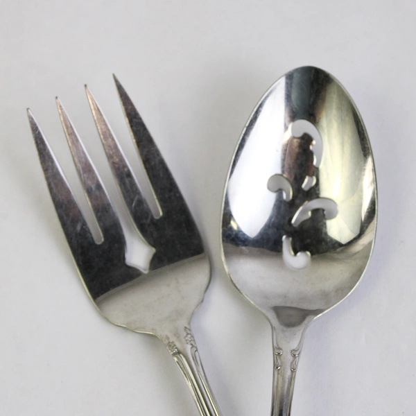 2 Pc Serving Set Oneida Chatelaine Stainless Steel Fork and Pierced Spoon