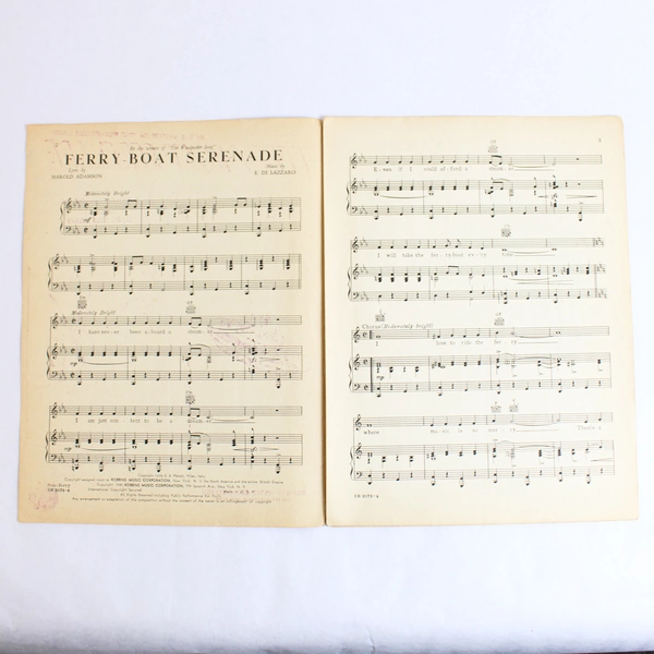 Ferry-Boat Serenade Featuring The Andrews Sisters Robbins Music Co. Sheet Music
