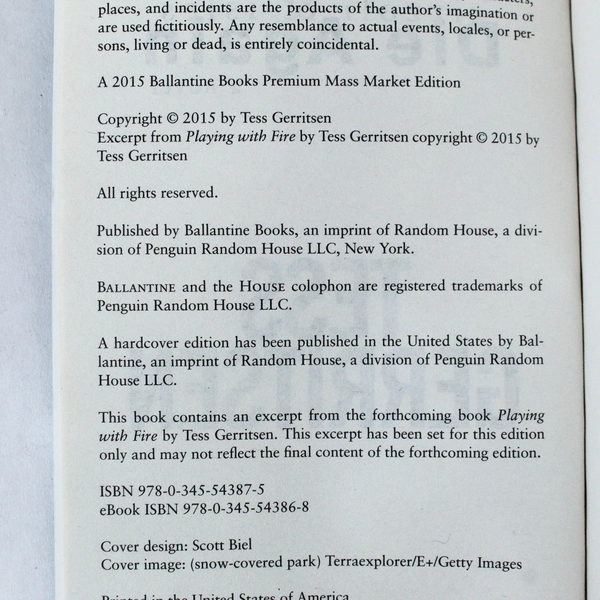 Rizzoli And Isles Series Die Again Tess Gerritsen 2015 Ballantine Books PB