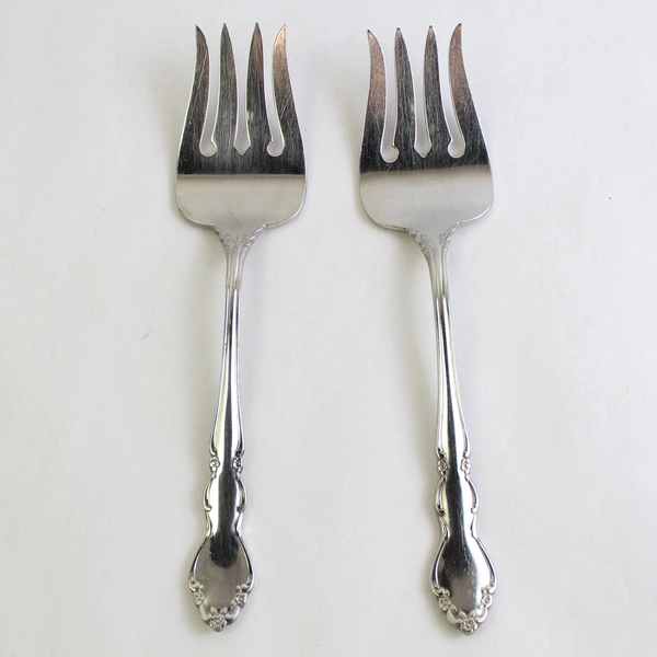 Set of 2 Oneida Stainless Steel Cold Meat Serving Forks