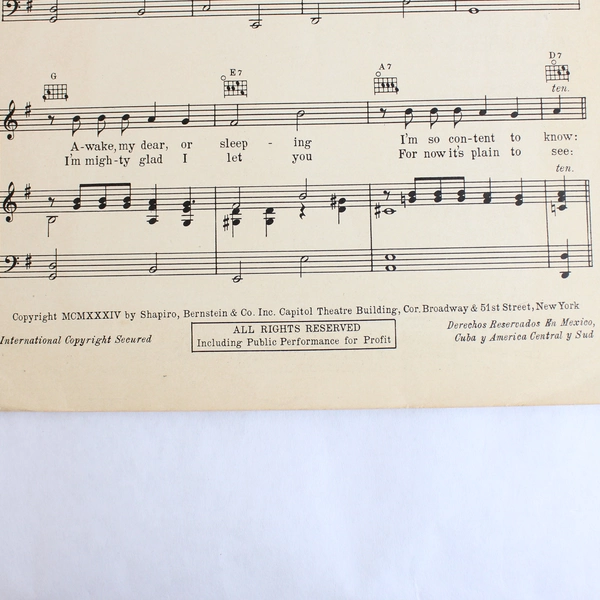 My Heart's In The Right Place Vintage Music Sheet Shapiro Bernstein & Co.