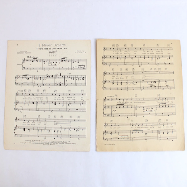 Vintage 1928 Sheet Music I Never Dreamt You'd Fall in Love With Me
