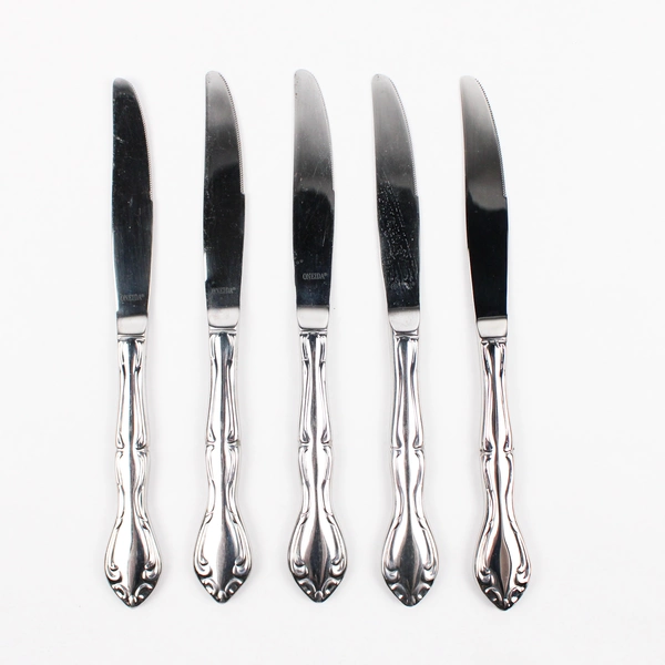 Set of 5 Oneida Cantata Stainless Steel Hollow Dinner Knives