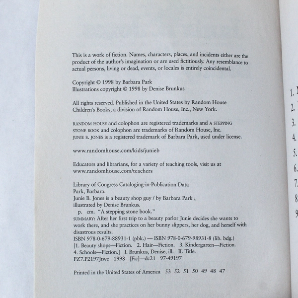 Junie B. Jones Is a Beauty Shop Guy #11 by Barbara Park 1998 Paperback