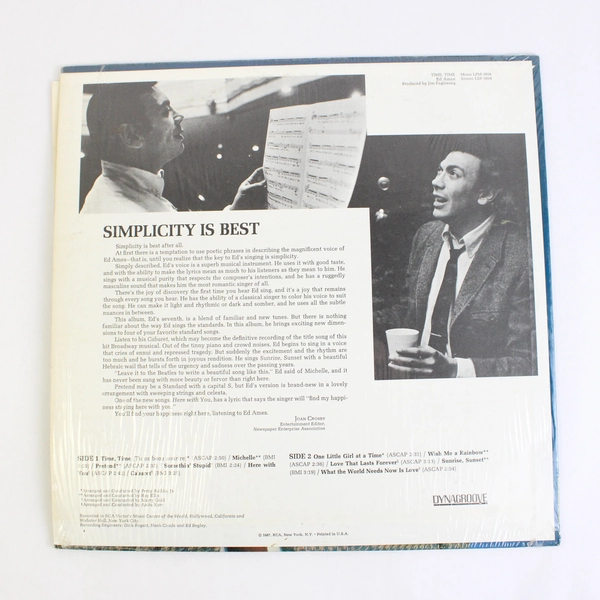 Ed Ames Time Time 1967 RCA Victor Vinyl Record Album