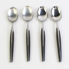 Lot of 4 Eldan Brown Stainless Steel Japan Oval Bowl Soup Spoons