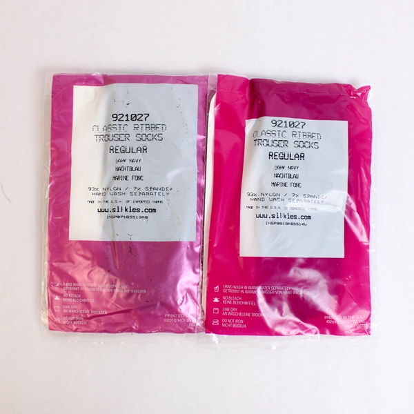 Lot of 2 Sealed Silkies Dark Navy Classic Ribbed Trouser Socks Size Regular