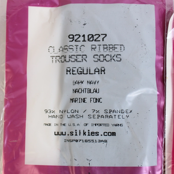 Lot of 2 Sealed Silkies Dark Navy Classic Ribbed Trouser Socks Size Regular