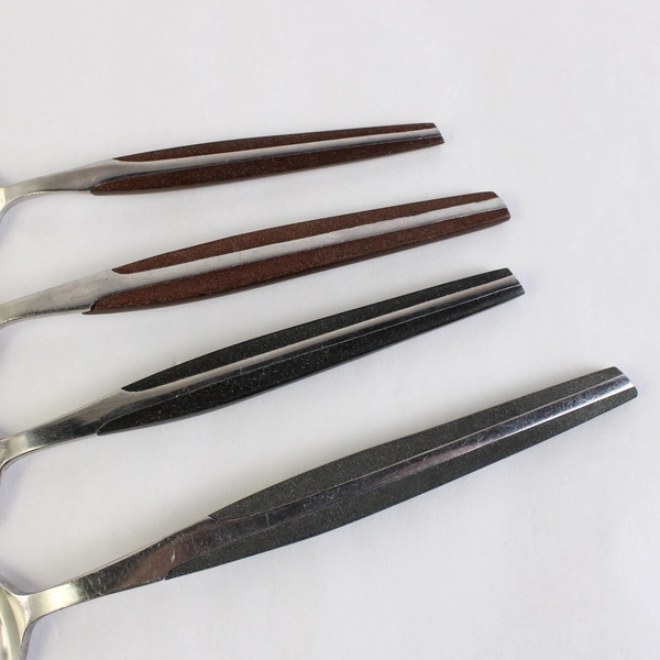 Lot of Assorted Eldan ELD2 Spoons, Brown, Black, Gray, Stainless Flatware