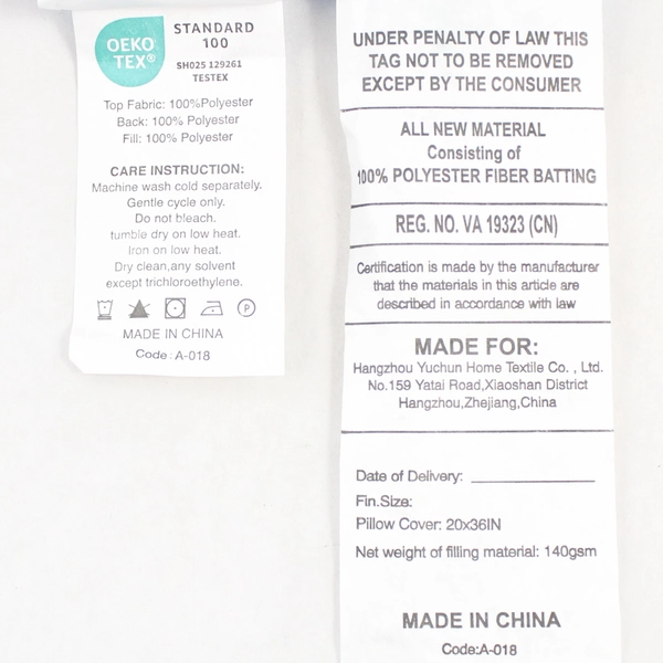 Set of 2 Baby Blue Oeko Tex Standard 100 Pillow Covers 20" x 36"