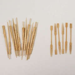 Set of 6 Vintage Japanese Mini Chopsticks & Pincho Forks with Unique Carvings