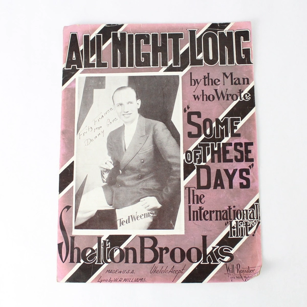 Vintage Sheet Music All Night Long by Shelton Brooks And W.R. Williams 1934