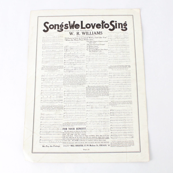 Vintage Sheet Music All Night Long by Shelton Brooks And W.R. Williams 1934