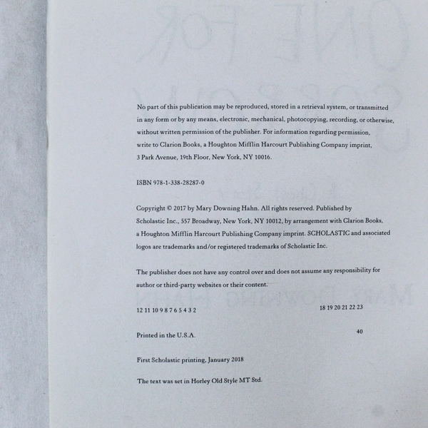 One For Sorrow by Mary Downing Hahn 2017 Paperback Good Condition