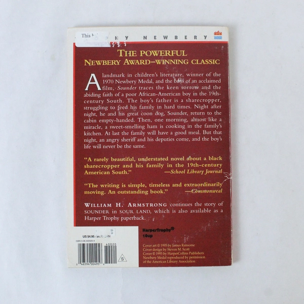 Sounder by William H. Armstrong 1969 Paperback Newbery Award Winner