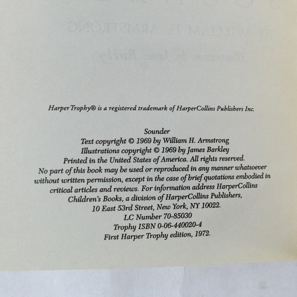 Sounder by William H. Armstrong 1969 Paperback Newbery Award Winner