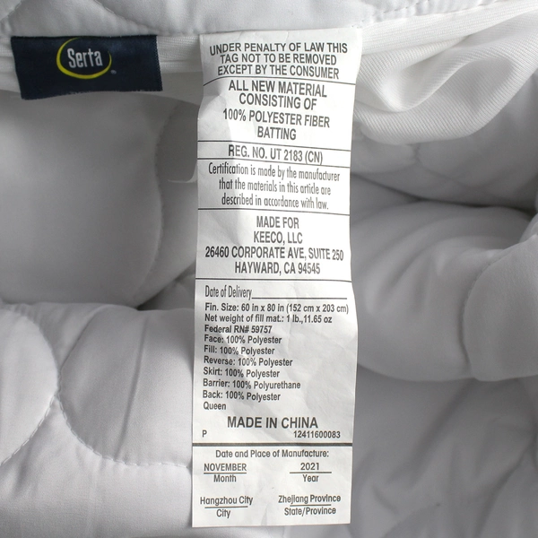 Serta White Top Or Bottom Queen Size Mattress Pad