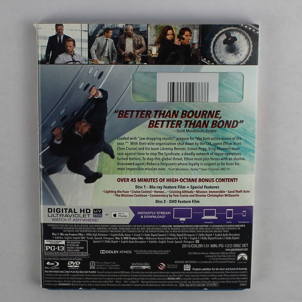 Mission: Impossible: Rogue Nation Blu-ray 2015 Director Christopher McQuarrie