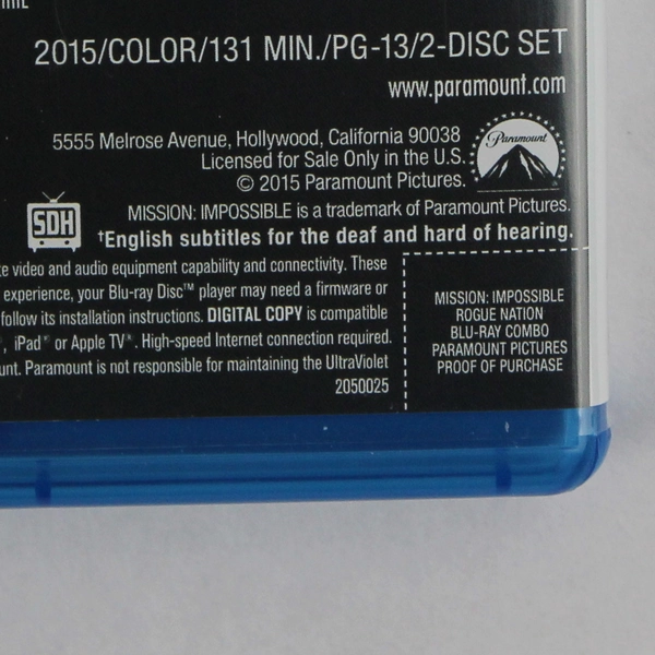 Mission: Impossible: Rogue Nation Blu-ray 2015 Director Christopher McQuarrie