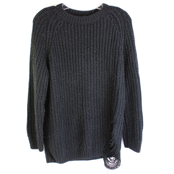 Divided by H&M Black Knit Sweater Pullover Distressed Women's Size Small Flawed