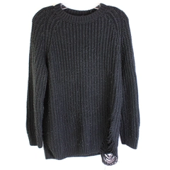 Divided by H&M Black Knit Sweater Pullover Distressed Women's Size Small Flawed