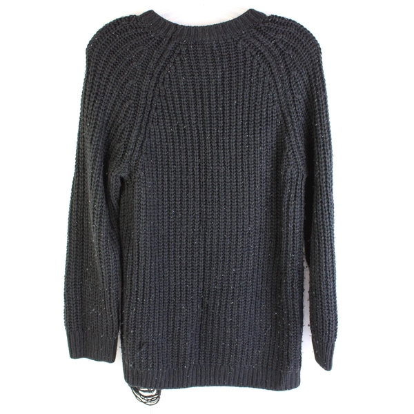 Divided by H&M Black Knit Sweater Pullover Distressed Women's Size Small Flawed
