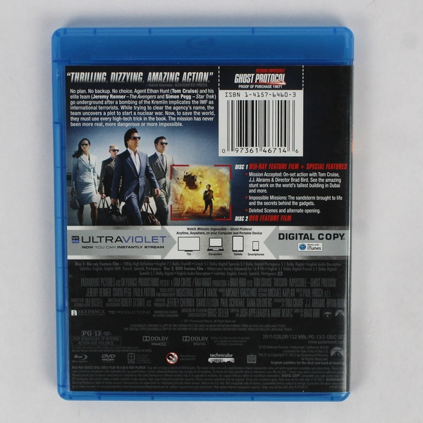 Mission Impossible Ghost Protocol Blu-ray DVD Digital Copy 2012