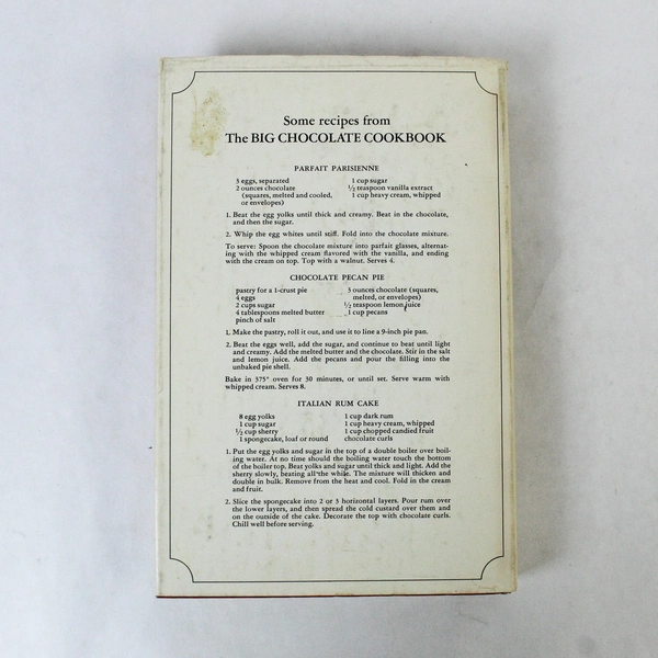 The Big Chocolate Cookbook by Gertrude Parke 1968 Vintage Hardcover DJ