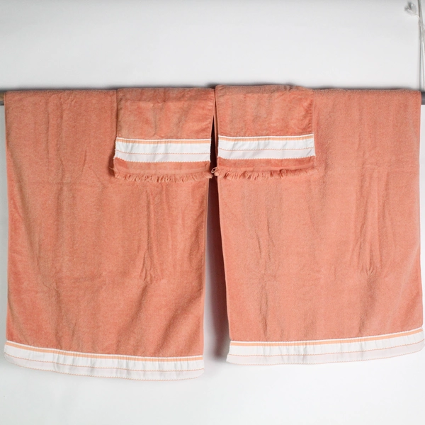 Set of 4 Erwin Mills Bathroom Towels: 2 Bath 2 Hand Peach 88% Cotton, Polyester