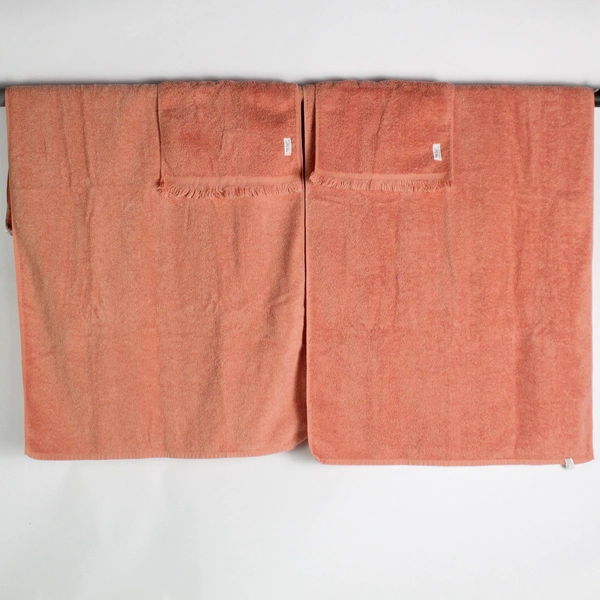 Set of 4 Erwin Mills Bathroom Towels: 2 Bath 2 Hand Peach 88% Cotton, Polyester