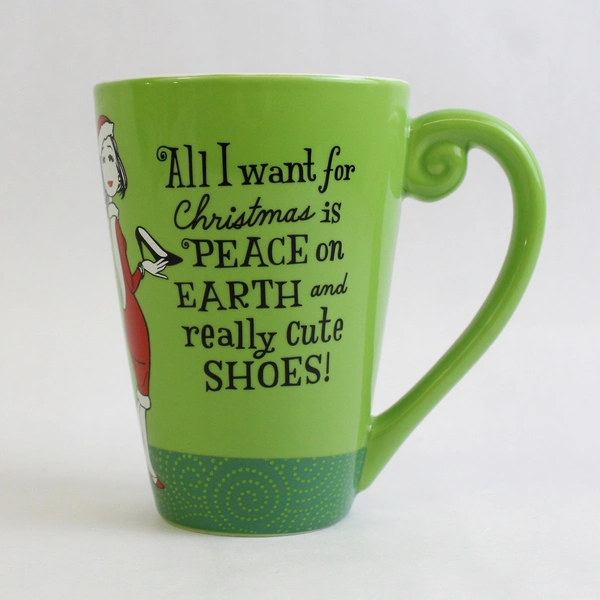 Hallmark Green Ceramic Christmas Coffee Mug Peace on Earth