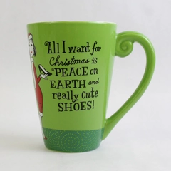 Hallmark Green Ceramic Christmas Coffee Mug Peace on Earth