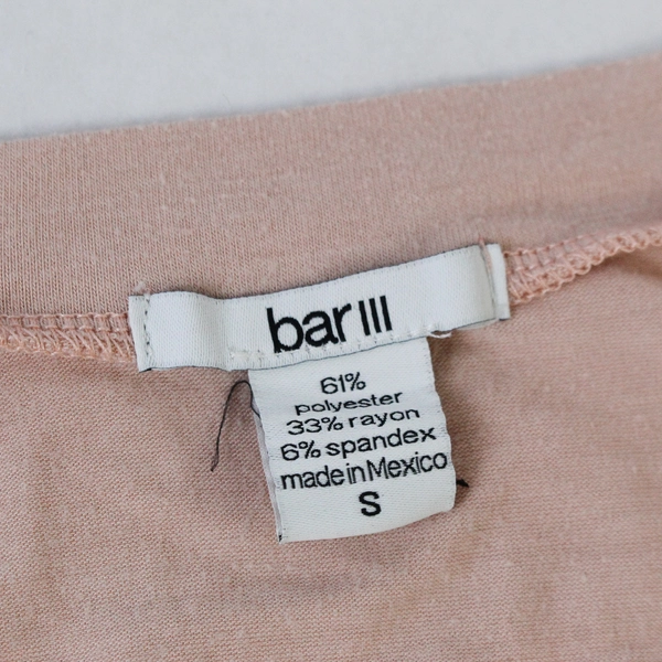 Bar III Women's Pink V Neck Long Sleeve Top Size S - Good Pre-Owned Condition