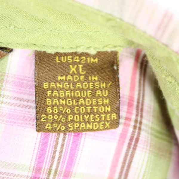 Aura Pink Green Plaid XL Long Sleeve Shirt Women at Wrangler Good Condition