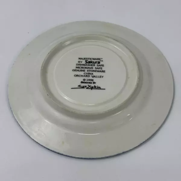 Three 1995 Sakura Sue Zipkin Orchard Valley Majesticware Stoneware Cups Saucers