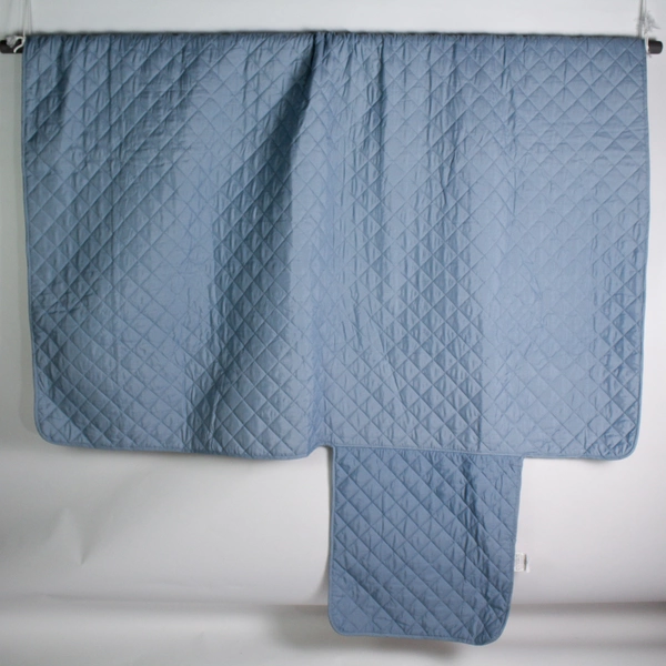 Michael O'Neil Blue Beige Reversible Quilted Armchair Cover 74" x 65"