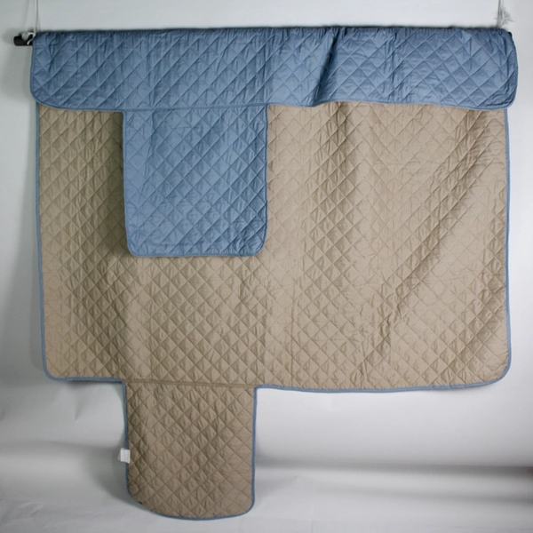 Michael O'Neil Blue Beige Reversible Quilted Armchair Cover 74" x 65"