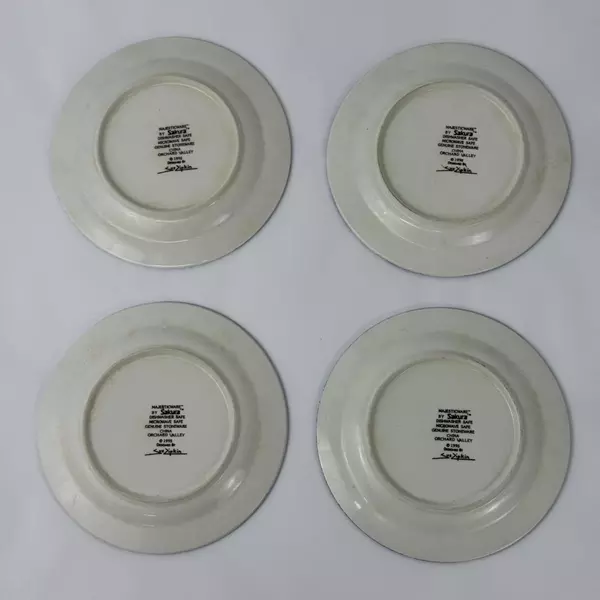Four 1995 Sakura Sue Zipkin Orchard Valley Majesticware Stoneware Salad Plates