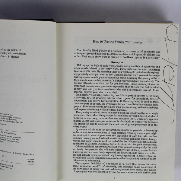 Reader's Digest Family Word Finder 1990 Hardcover Dictionary Form Thesaurus
