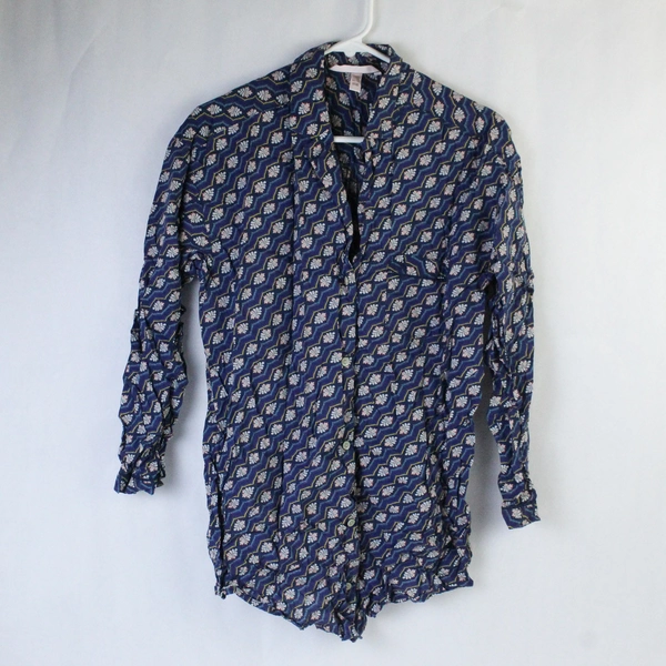Victoria's Secret Long Sleeve Pajama Top Small Purple Floral Print Sleepwear