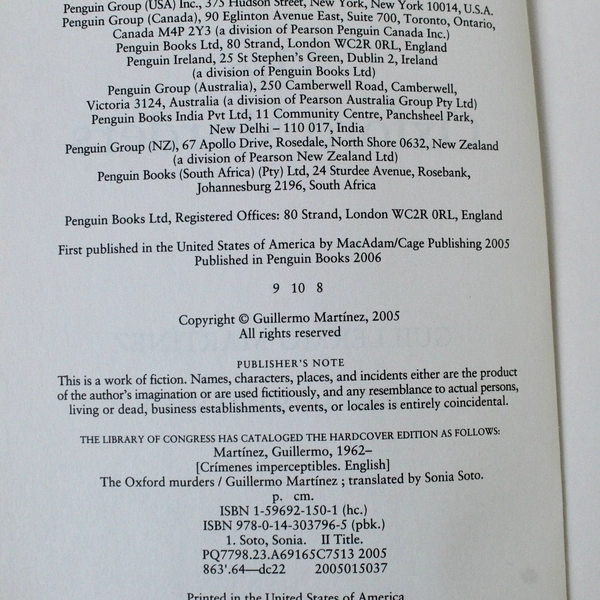 The Oxford Murders by Guillermo Martinez 2006 Paperback - Good Condition