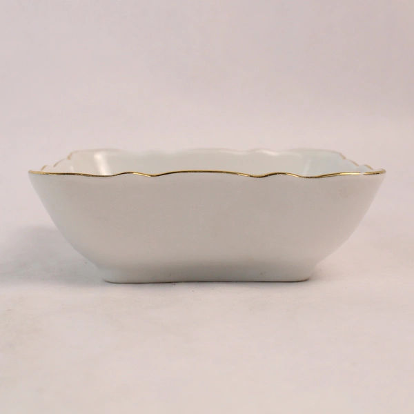 Vintage Schumann Arzberg Wild Rose Square Trinket Dish White Gold Trim