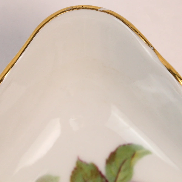 Vintage Schumann Arzberg Wild Rose Square Trinket Dish White Gold Trim