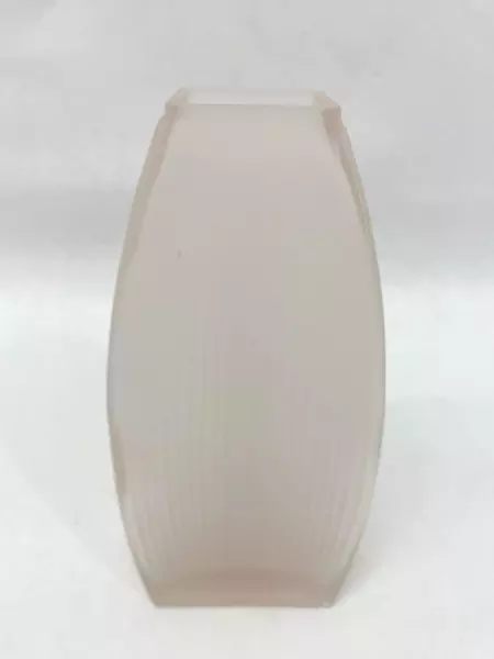 Faint Pink Glass Flower Vase 7.75 Inch Vertical Ribbed Planter Pot Decorative
