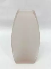 Faint Pink Glass Flower Vase 7.75 Inch Vertical Ribbed Planter Pot Decorative