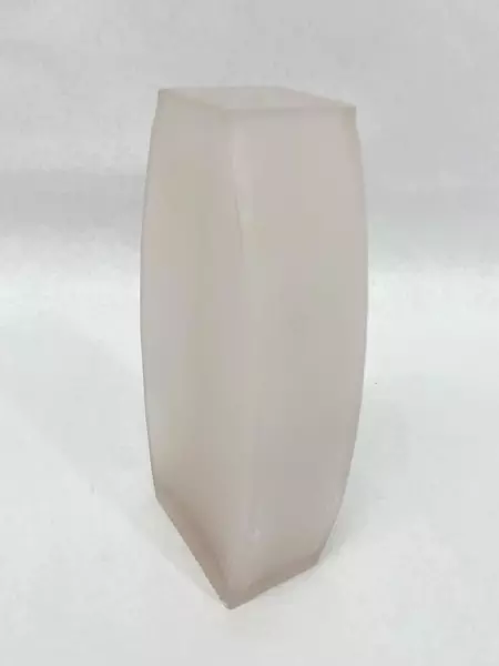 Faint Pink Glass Flower Vase 7.75 Inch Vertical Ribbed Planter Pot Decorative